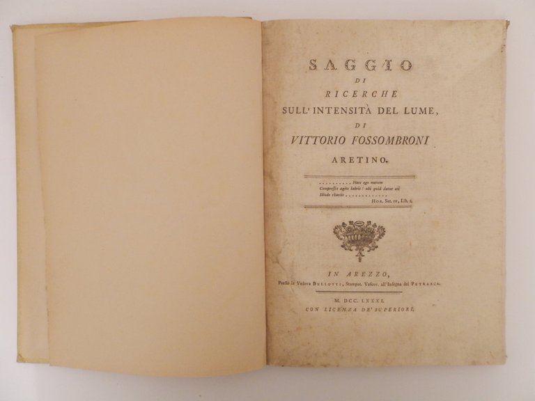 Saggio di ricerche sull'intensità del lume di Vittorio Fossombroni Aretino