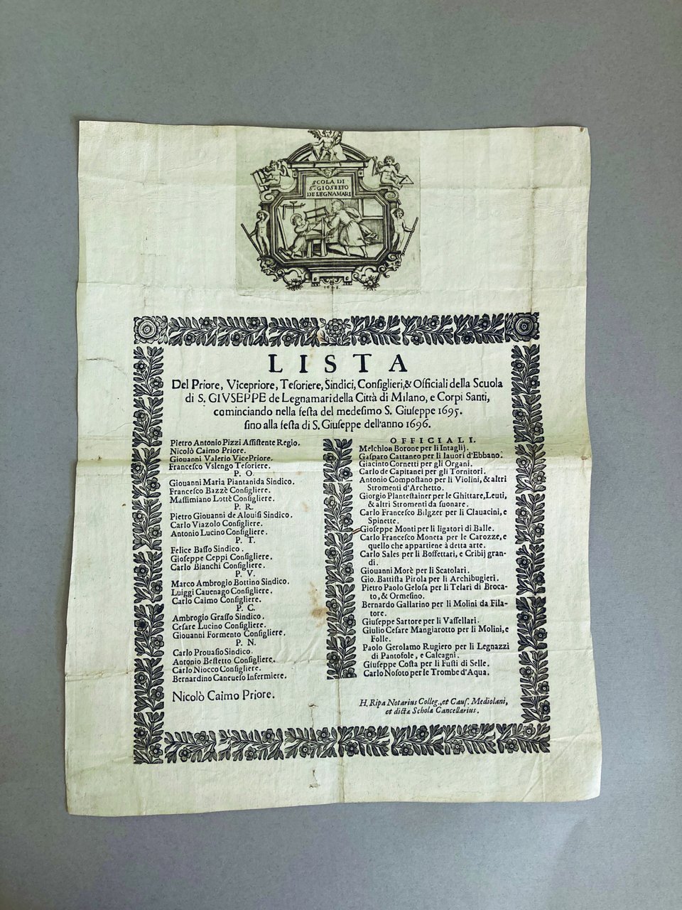 Scuola di S. Giuseppe de Legnamari della città di Milano