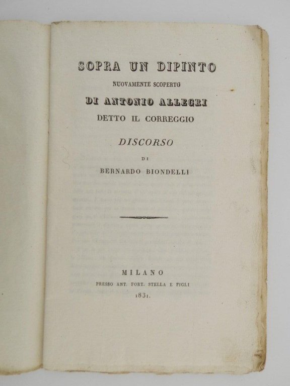 Sopra un dipinto nuovamente scoperto di Antonio Allegri detto il …