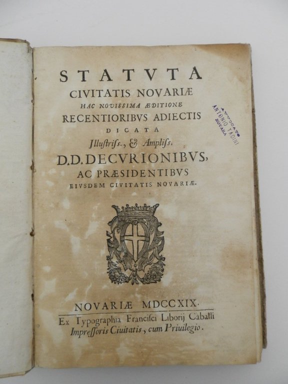 Statuta civitatis Novariae hac novissima aeditione recentioribus adiectis dicata Illustris., …