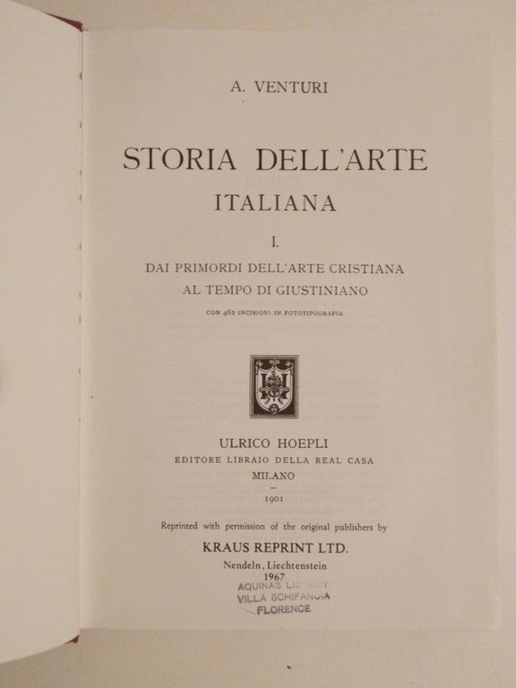 Storia dell'arte italiana. 1. Dai primordi dell'arte cristiana al tempo …