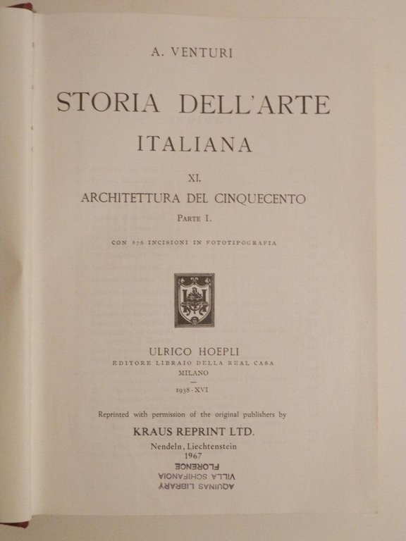 Storia dell'arte italiana. L'Architettura del Cinquecento. 11. Parte I (-3)