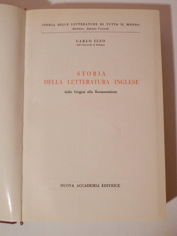 Storia della letteratura inglese. Dalle Origini alla Restaurazione