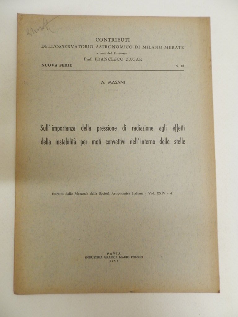 Sull'importanza della pressione di radiazione agli effetti della instabilità per …