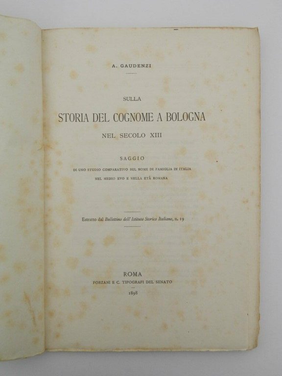 Sulla storia del cognome a Bologna nel secolo XIII. Saggio …