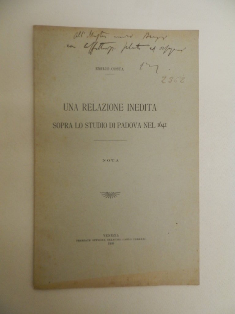 Una relazione inedita sopra lo sviluppo di Padova nel 1641