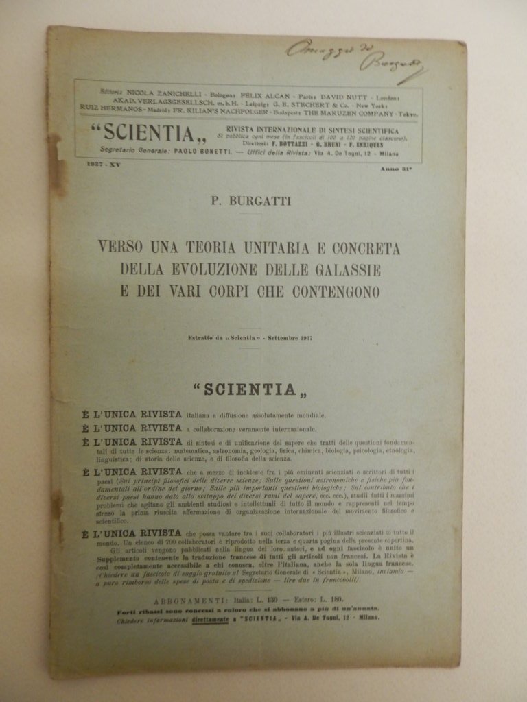 Verso una teoria unitaria e concreta della evoluzione delle galassie …