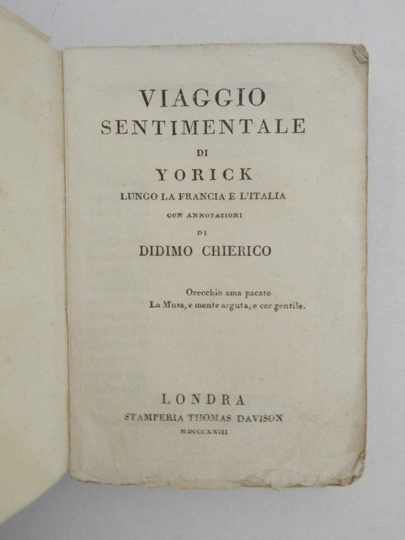 Viaggio sentimentale di Yorick lungo la Francia e l'Italia con …