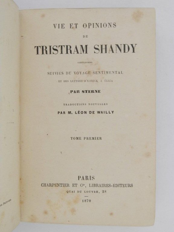 Vie et opinions de Tristram Shandy gentilhomme suivies du voyage …