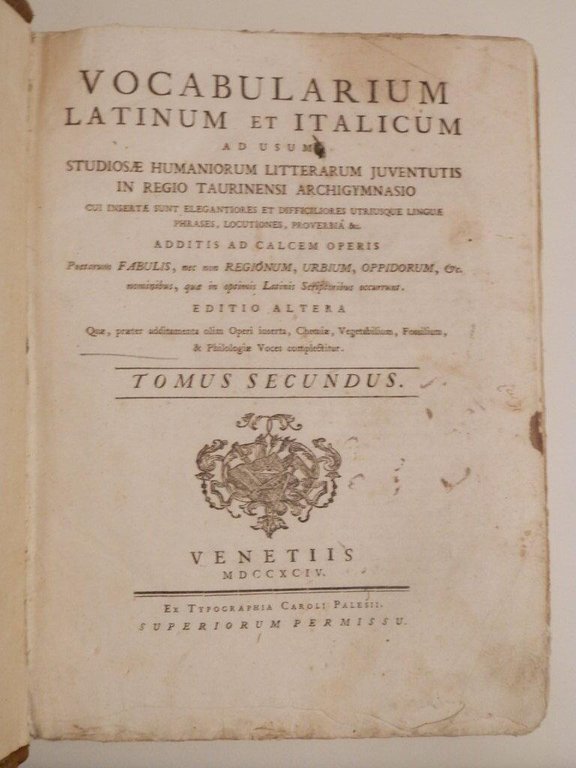 Vocabolario italiano e latino per uso degli studiosi di belle …