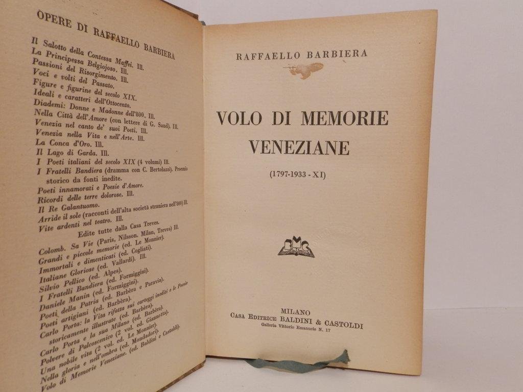 Volo di memorie veneziane (1797-1933)