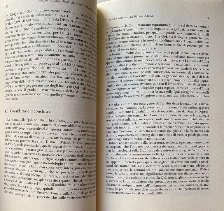 L'IMPATTO DELLA PSICOPATOLOGIA AFFETTIVA (SIA CONCLAMATA CHE SOTTOSOGLIA) SULLA QUALITÀ …