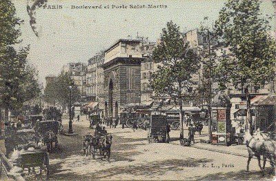 Paris, (koloriert): Paris - Boulevard et Porte Saint-Martin