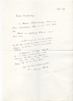 handschriftlicher Brief vom 29.09.1999 an Pfarrer Paul Christoph Sachse.