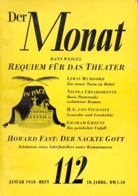 Der Monat. Eine internationale Zeitschrift. In Berlin herausgegeben von Melvin …