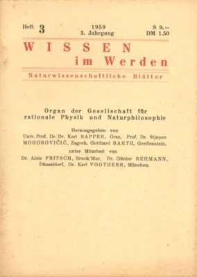 Wissen im Werden. Naturwissenschaftliche Blätter. Organ der Gesellschaft für rationale …