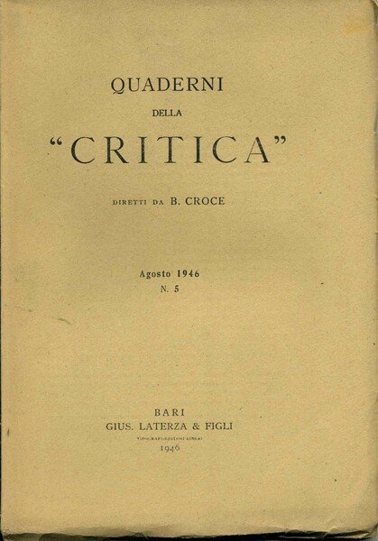 quaderni della critica n.5 aprile 1946 benedetto croce