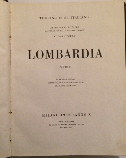 LOMBARDIA ATTRAVERSO L'ITALIA. ILLUSTRAZIONE DELLE REGIONI I