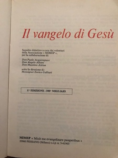 IL VANGELO DI GESU'