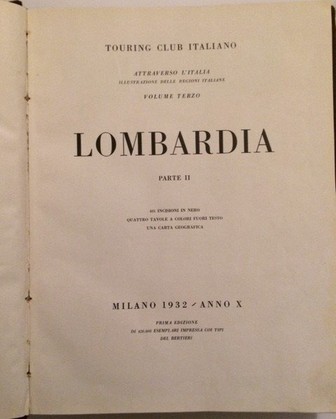 LOMBARDIA ATTRAVERSO L'ITALIA. ILLUSTRAZIONE DELLE REGIONI I
