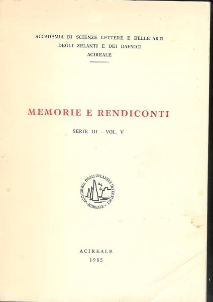 Memorie e rendiconti Serie III - Vol. V