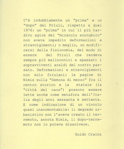 Autobiografia di una ricostruzione; il modello Gemona- Magnifica comunità