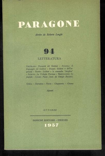 PARAGONE - Rivista di arte figurativa e letteratura Anno VIII …