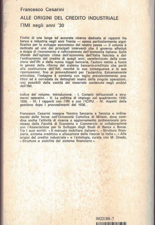 Alle origini del credito industriale. L'IMI negli anni Trenta