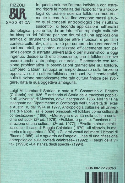 Antropologia culturale e analisi della cultura subalterna