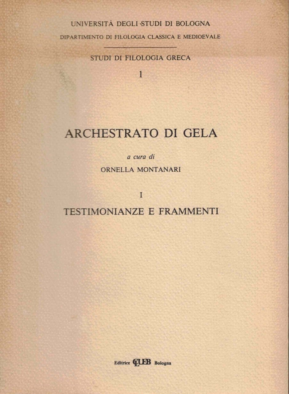 Archestrato di gela - studi di filologia greca I | Immagine principale