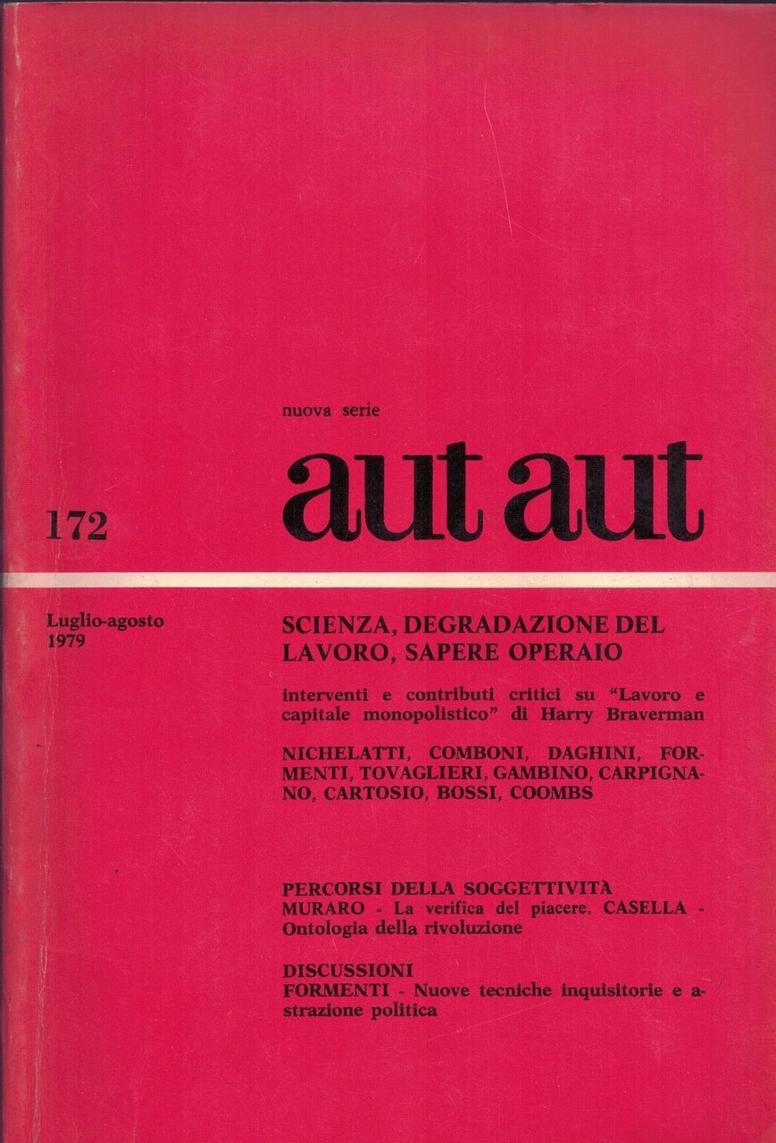 aut aut nuova serie luglio-agosto 1979 n. 172