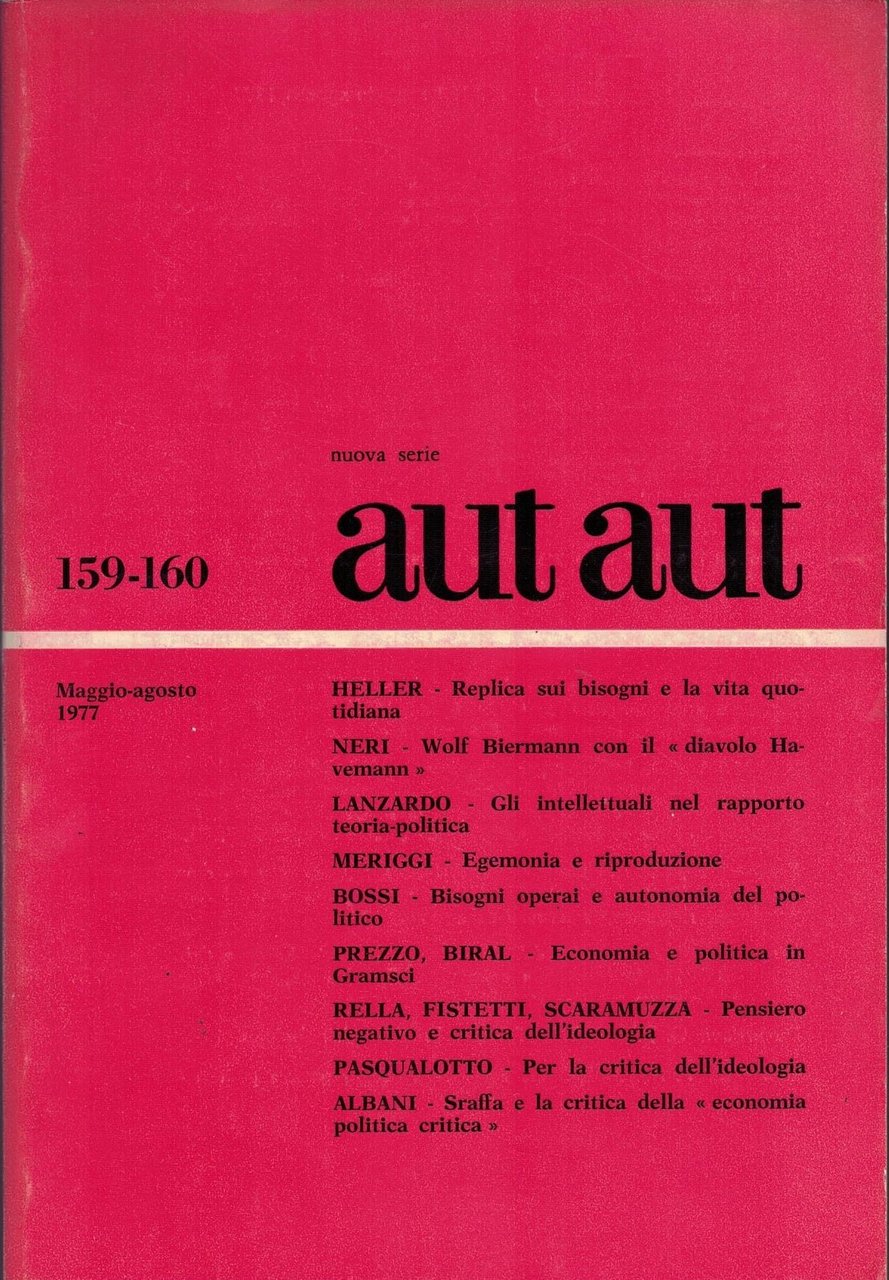 aut aut nuova serie maggio-agosto 1977 n. 159-160