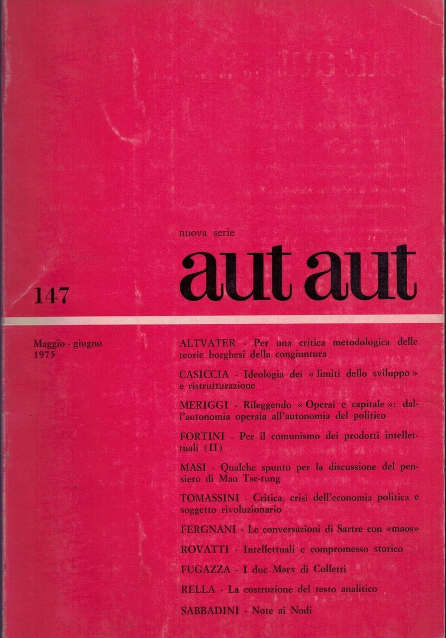 aut aut nuova serie maggio-giugno 1975 n. 147