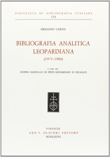 Bibliografia leopardiana (1971-1980)