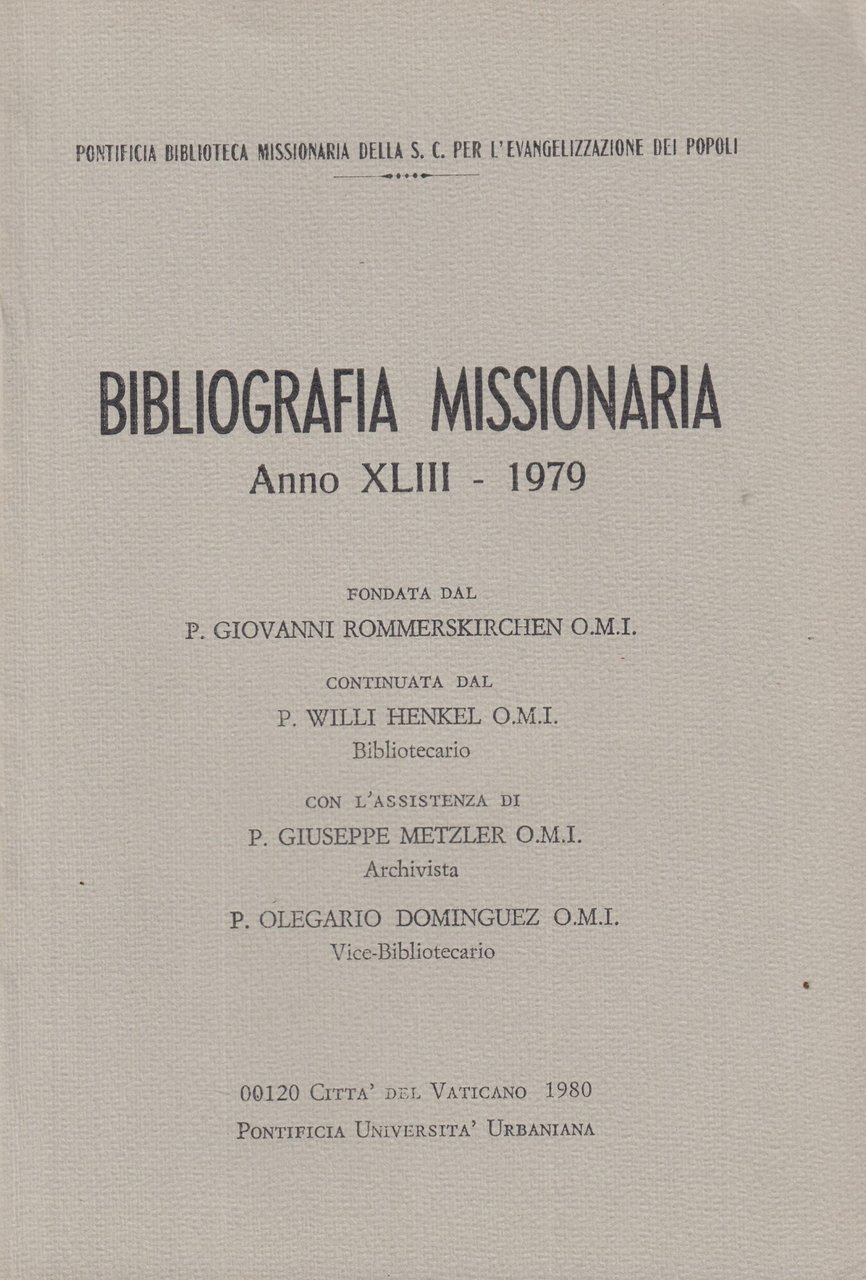 Bibliographia missionaria. 10 annate (1979-1988). | Immagine principale