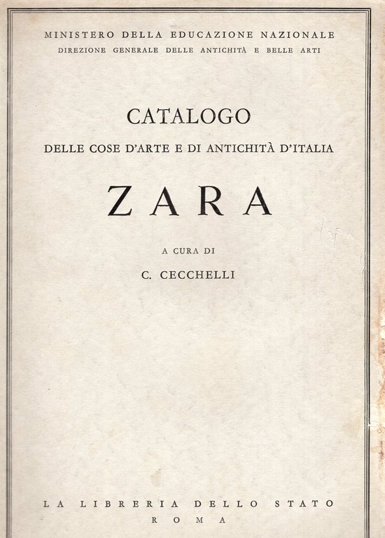 Catalogo delle cose d'arte e di antichità d'Italia ZARA