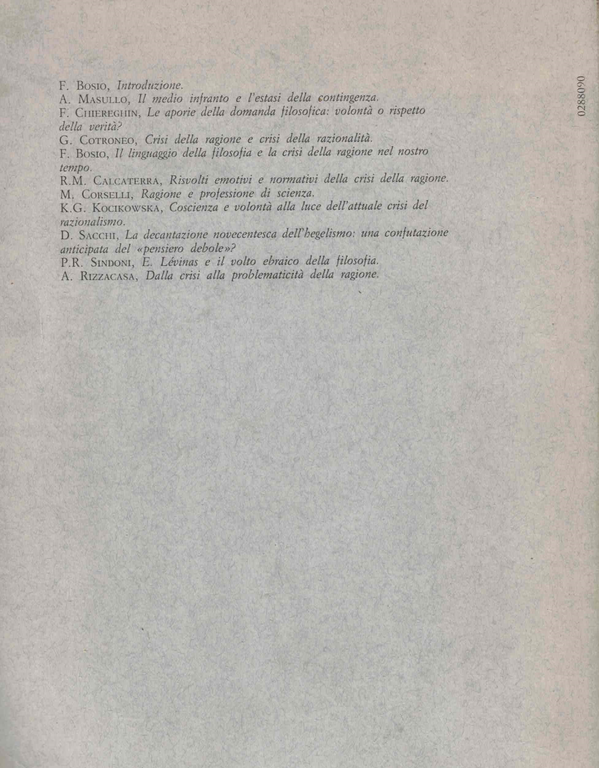 Crisi della ragione e prospettive della filosofia