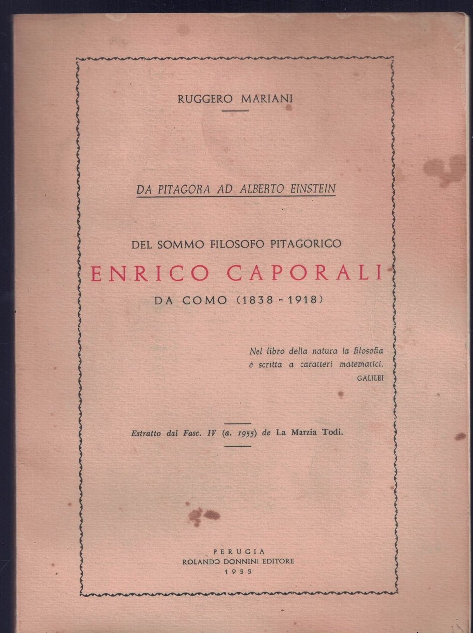 Da pitagora ad Alberto Einstein del sommo filosofo pitagorico Enrico …