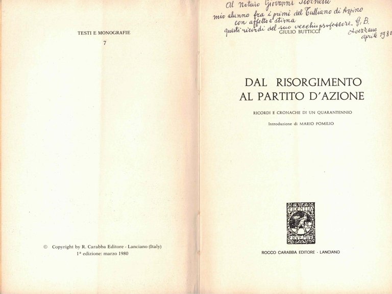 Dal Risorgimento al partito d'azione