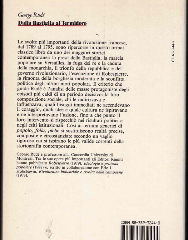 Dalla Bastiglia al Termidoro di George Rude'. Editori Riuniti 1989 | Immagine Gallery 2
