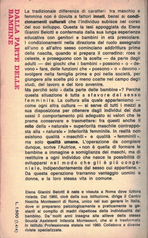 E.G.Belotti: Dalla parte delle bambine ed.Feltrinelli A85 | Immagine Gallery 2