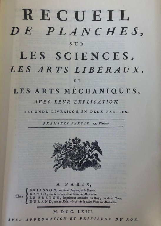 Enciclopédie de diderot et d'Alambert. Recueil de planches, sur les …