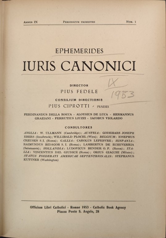 Ephemerides iuris canonici. IX 1953