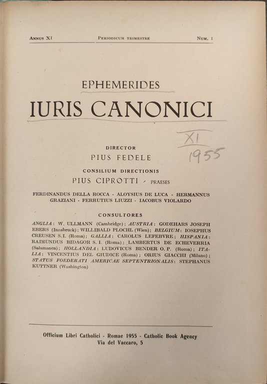 Ephemerides iuris canonici. XI 1955