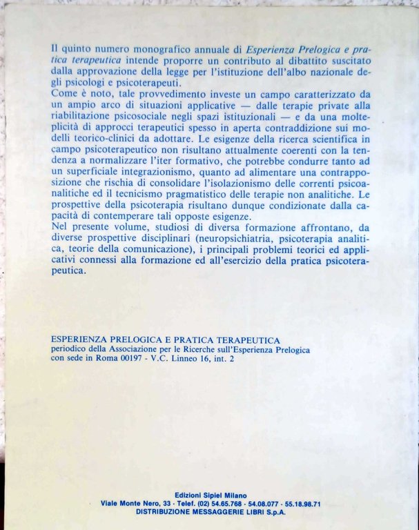 Esperienza prelogica e pratica terapeutica