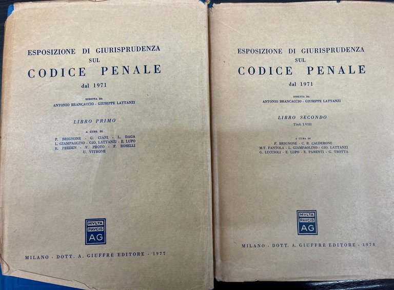Esposizione di giurisprudenza sul codice penale dal 1971. Due Volumi