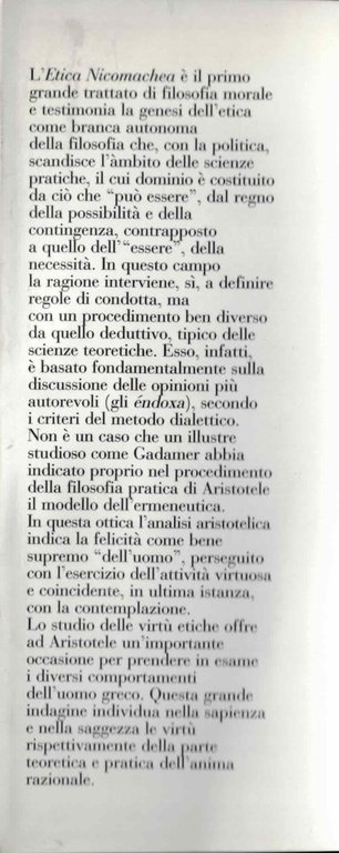 Etica Nicomachea. Testo greco a fronte