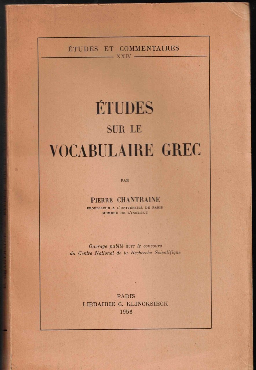 Etudes sur le vocabulaire grec | Immagine principale