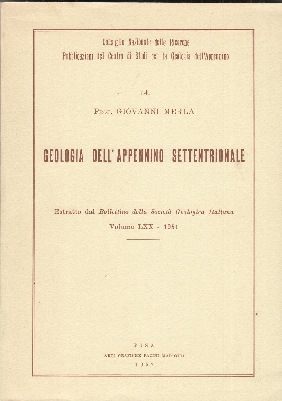 Geologia dell'appennino settentrionale. Volume LXX | Immagine principale