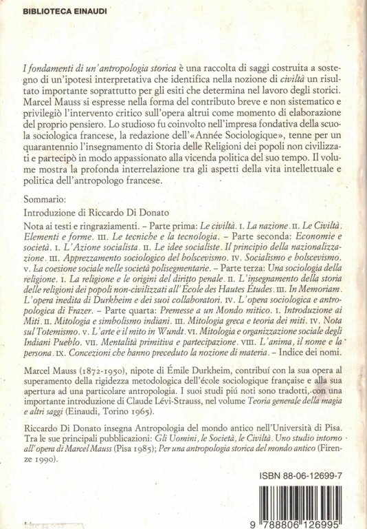 I fondamenti di un'antropologia storica